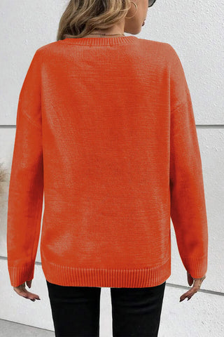 BOO, Round Neck Long Sleeve Sweater