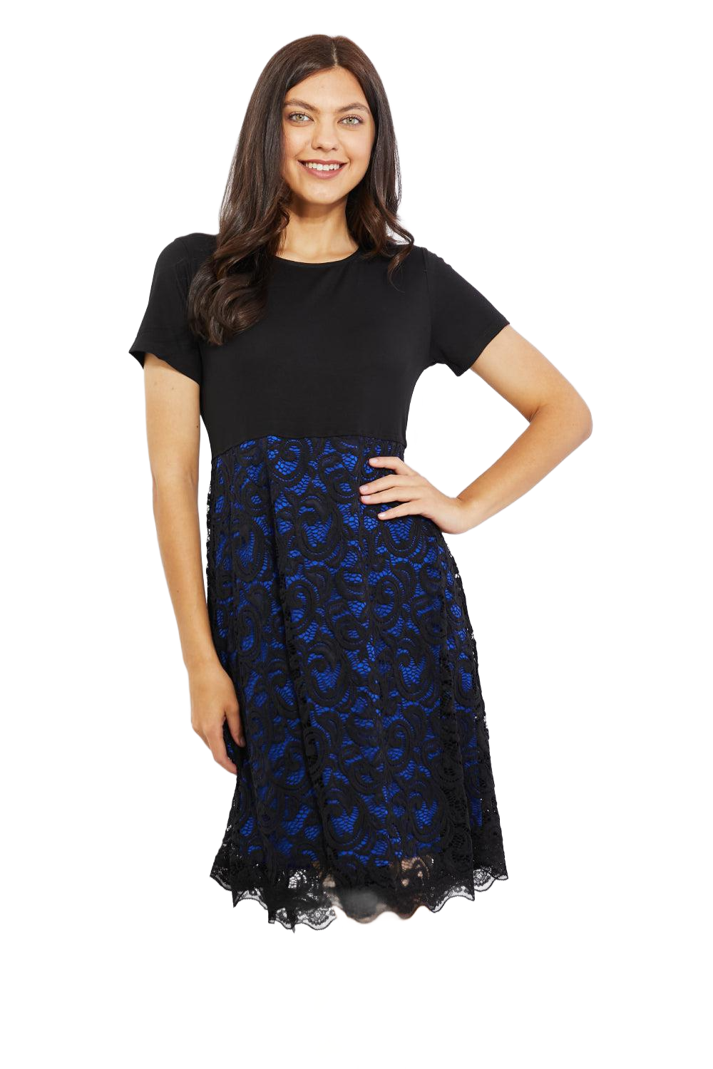 Full Size Contrasting Lace Midi Dress