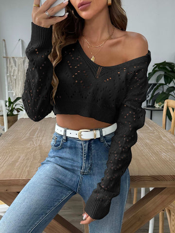 Collared Neck Long Sleeve Knit Top