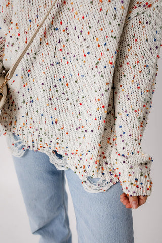 Confetti Round Neck Dropped Shoulder Sweater