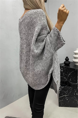 Round Neck Batting Sleeve Sweater