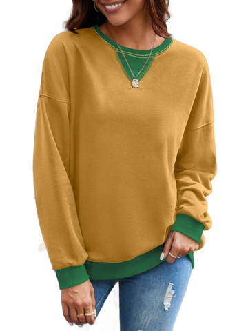 Contrast Round Neck Long Sleeve Sweatshirt