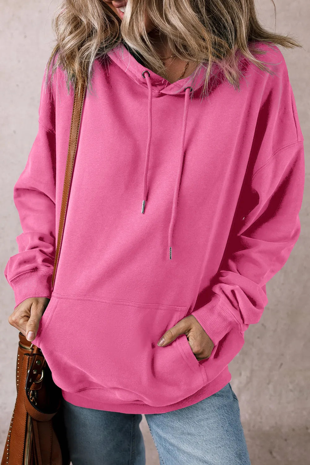 Drawstring Dropped Shoulder Long Sleeve Hoodie