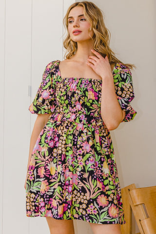 I Full Size Floral Tie-Back Mini Dress