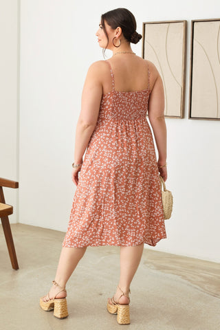 Plus Size Cutout Floral Spaghetti Strap Dress