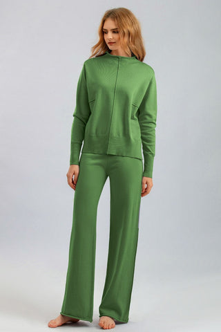 Basic Bea Mock Neck Long Sleeve Top and Pants Sweater Set