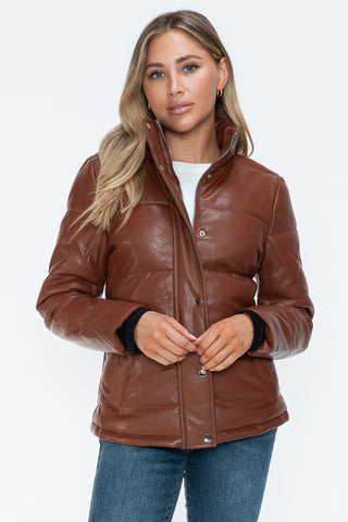 PMI Pocketed Zip Up Turtleneck Puffer Jacket