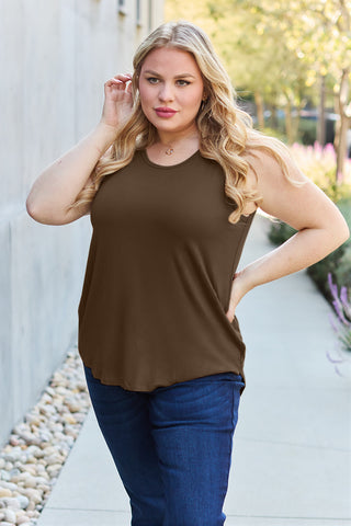 Full Size Round Neck Curved Hem Tank