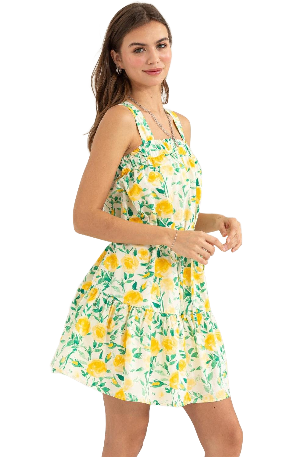 Floral Tie Shoulder Mini Dress