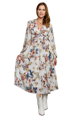 Netherlands Good Day Chiffon Floral Midi Dress