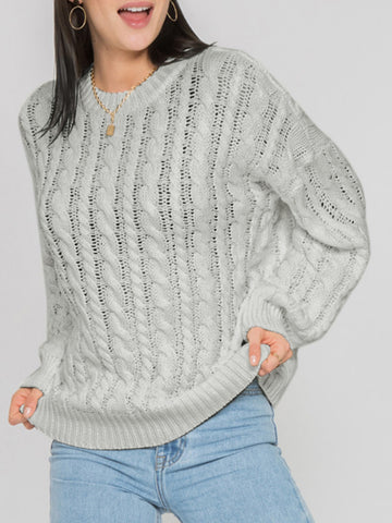 Round Sleeve Cable-Knit Sweater