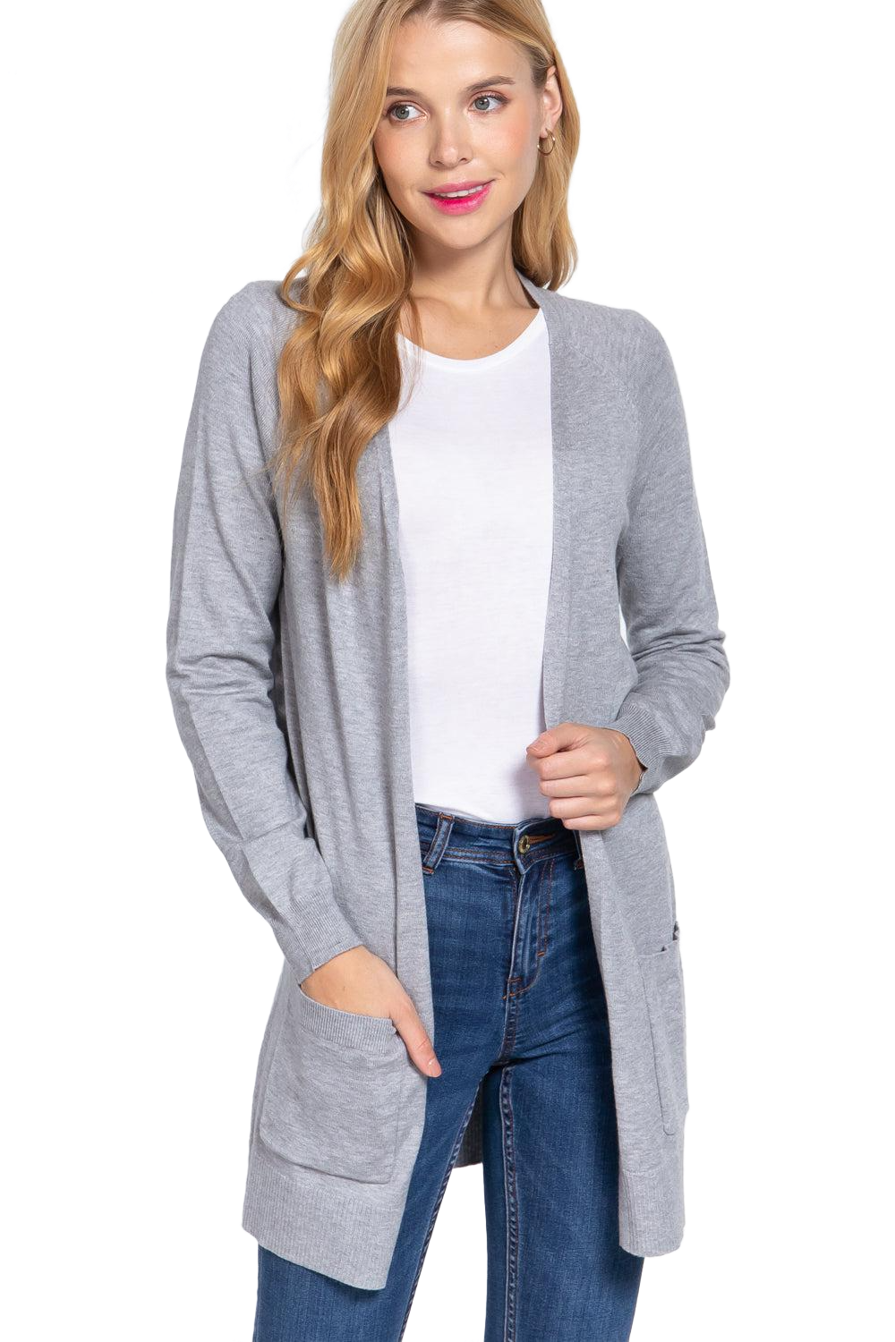 Open Front Long Sleeve Cardigan