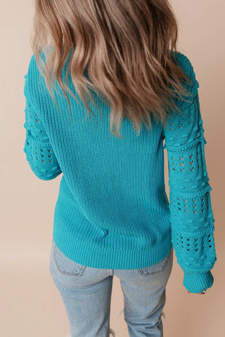 Frill Round Neck Long Sleeve Sweater