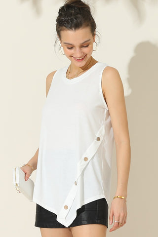 Nine xis Round Neck Button Side Tank