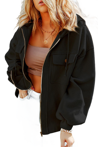 Zip-Up Drawstring Hooded Jacket