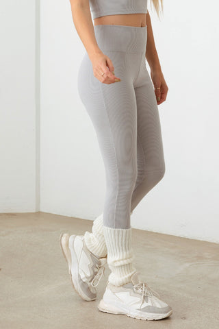 Ribbed Crop Came and High Waist Brushed Leggings Set