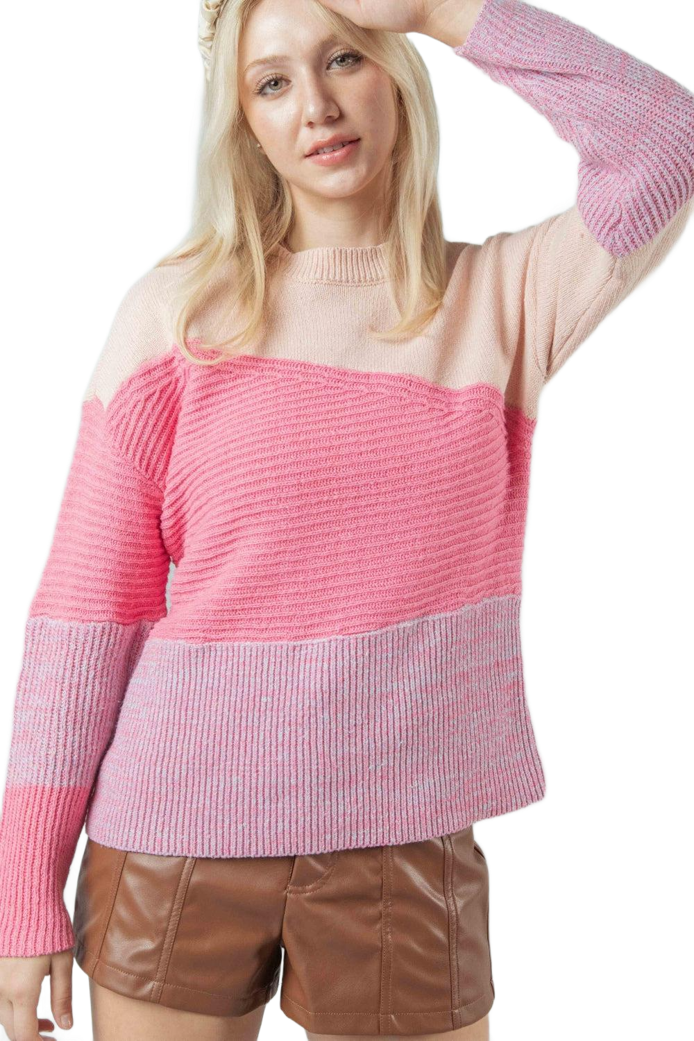 Color Block Long Sleeve Sweater