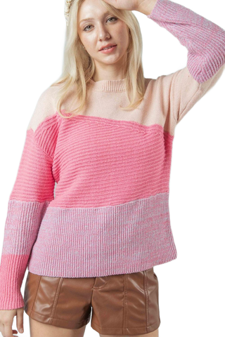 Color Block Long Sleeve Sweater