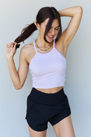 Nine xis Everyday Staple Soft Modal Short Strap Ribbed Tank Top in Lavender