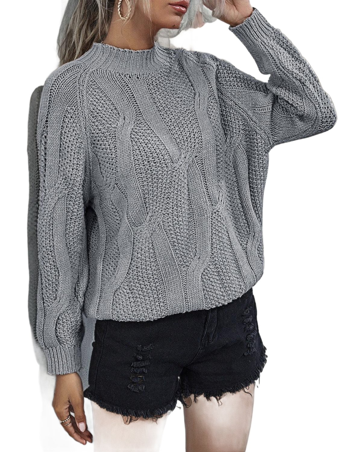 Rib-Knit Mock Neck Sweater