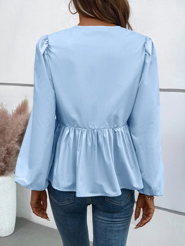 Peplus Tied Long Sleeve Blouse