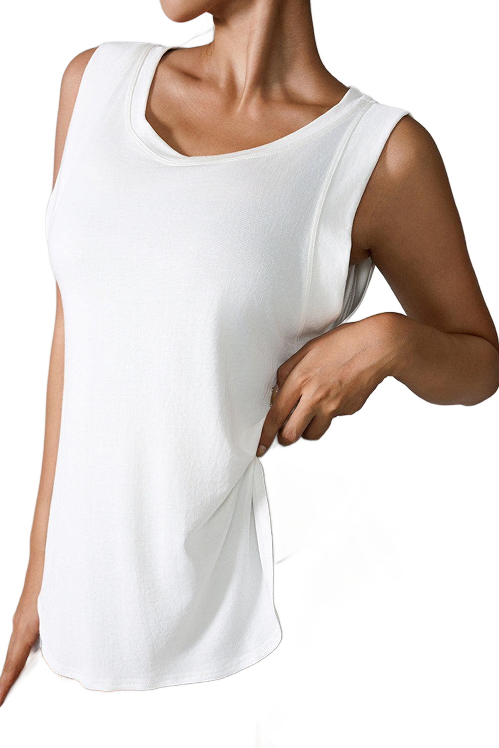 Slit Round Neck Active Tank