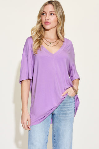 Full Size V-Neck Drop Shoulder T-Shirt