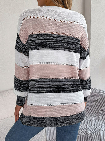 Striped Open Front Cardigan