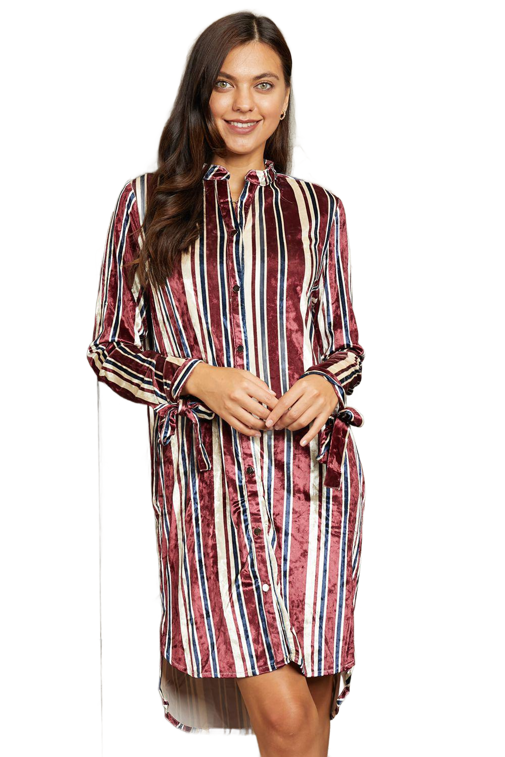 Luna Stripe Velvet Dress with Pockets