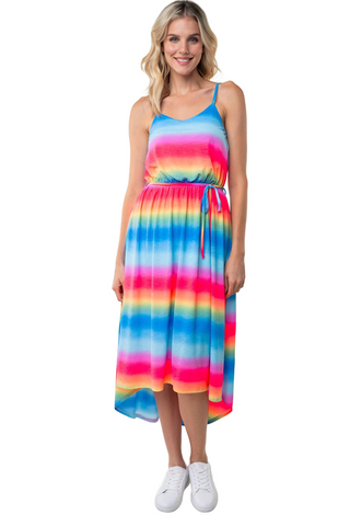 Full Size Ombre Striped Midi Cami Dress