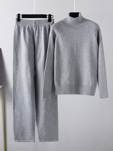 Basic Bea Turtleneck Raglan Sleeve Top and Pants Sweater Set