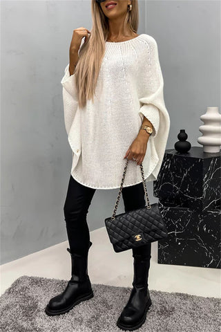 Round Neck Batting Sleeve Sweater