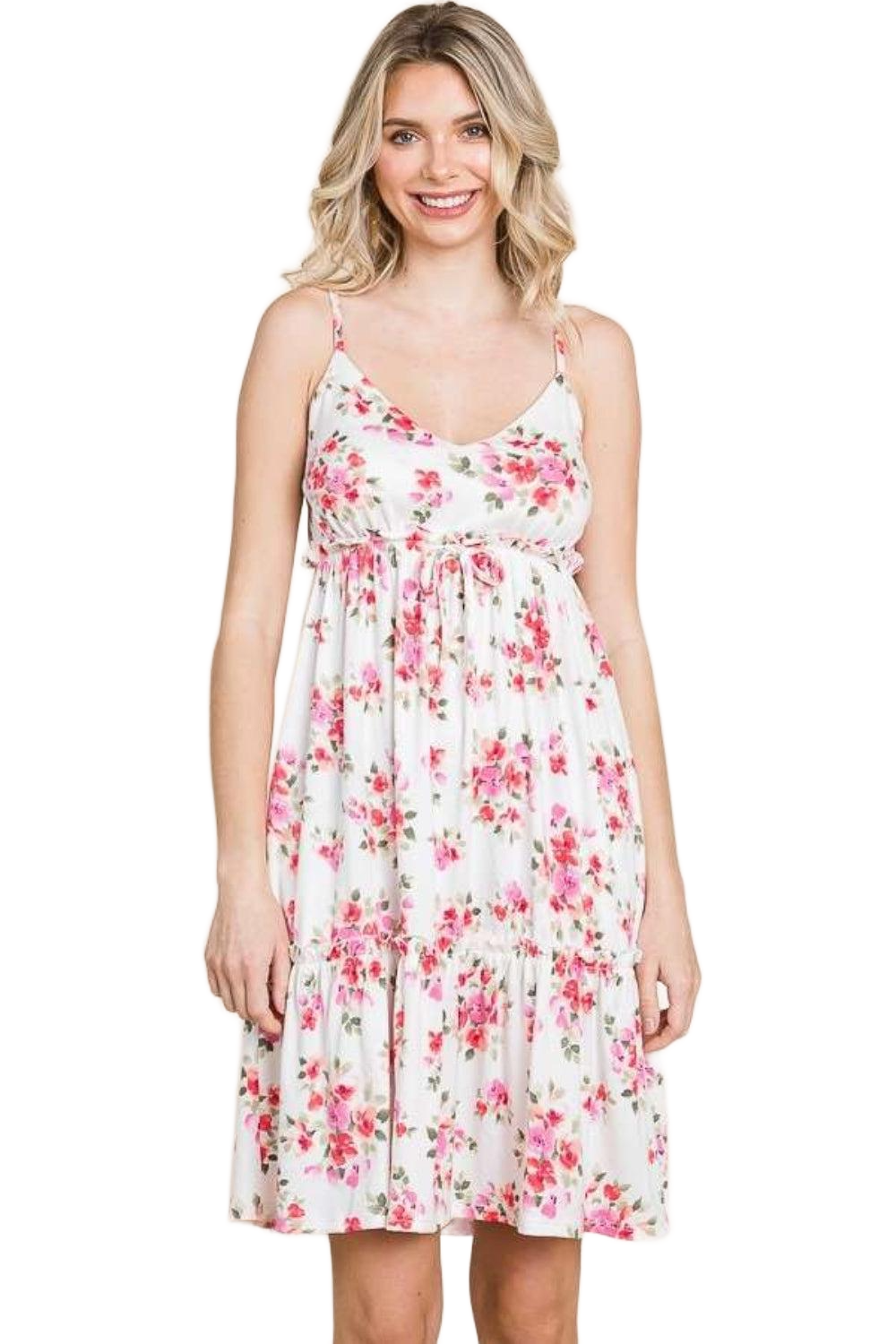 Full Size Floral Frill Cami Dress