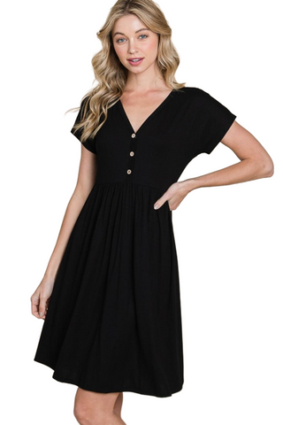 V-Neck Short Sleeve Dress