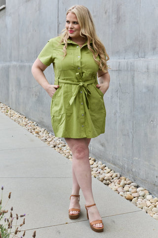 Stick With Me Full Size Button Down Dress