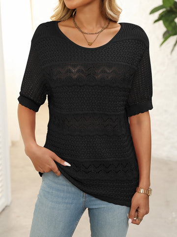 Round Neck Half Sleeve Knit Top