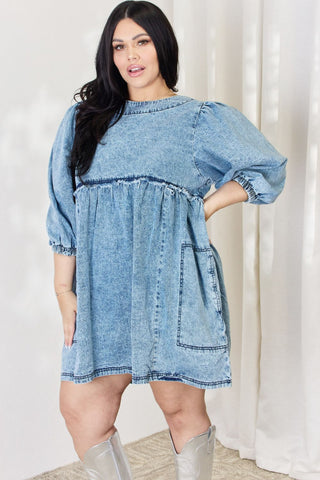 Full Size Oversized Denim Baby doll Dress