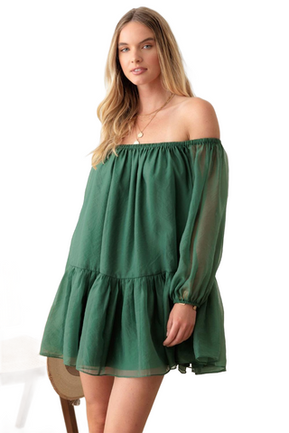 Off Shoulder Puff Sleeve Mini Dress