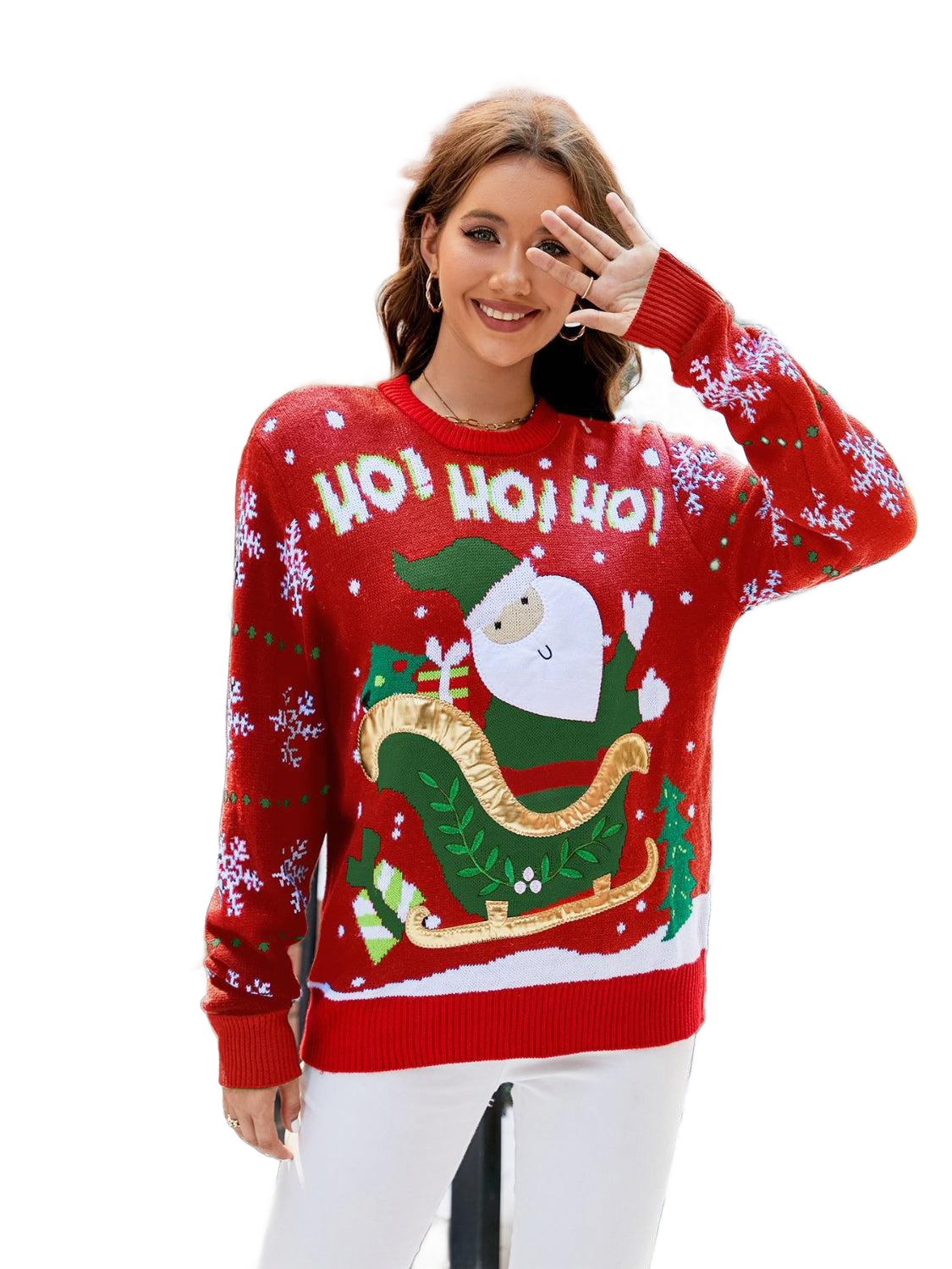 Santa Round Neck Long Sleeve Sweater