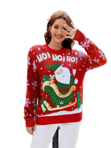 Santa Round Neck Long Sleeve Sweater