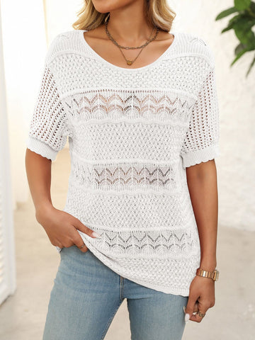 Round Neck Half Sleeve Knit Top