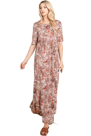 Printed Shirred Maxi Dress