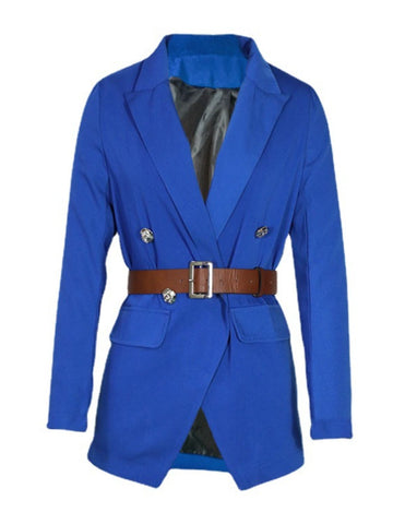 Buttoned Lapel Collar Long Sleeve Blazer