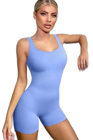 Square Neck Wide Strap Active Romper