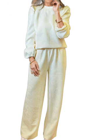 Round Neck Long Sleeve Top and Pants Set