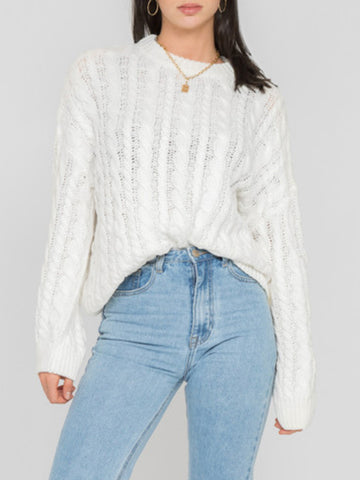 Round Sleeve Cable-Knit Sweater