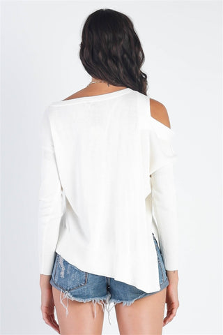 Cold Shoulder Long Sleeve Knit Top