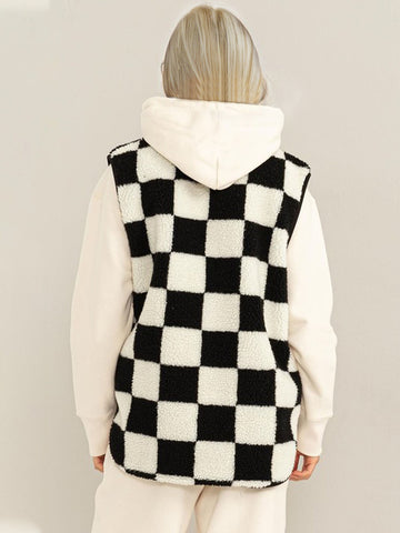 Full Size Zip Up Checkered Vest Cost