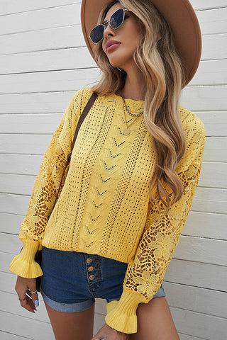 Lantern Sleeve Dropped Shoulder Sweater