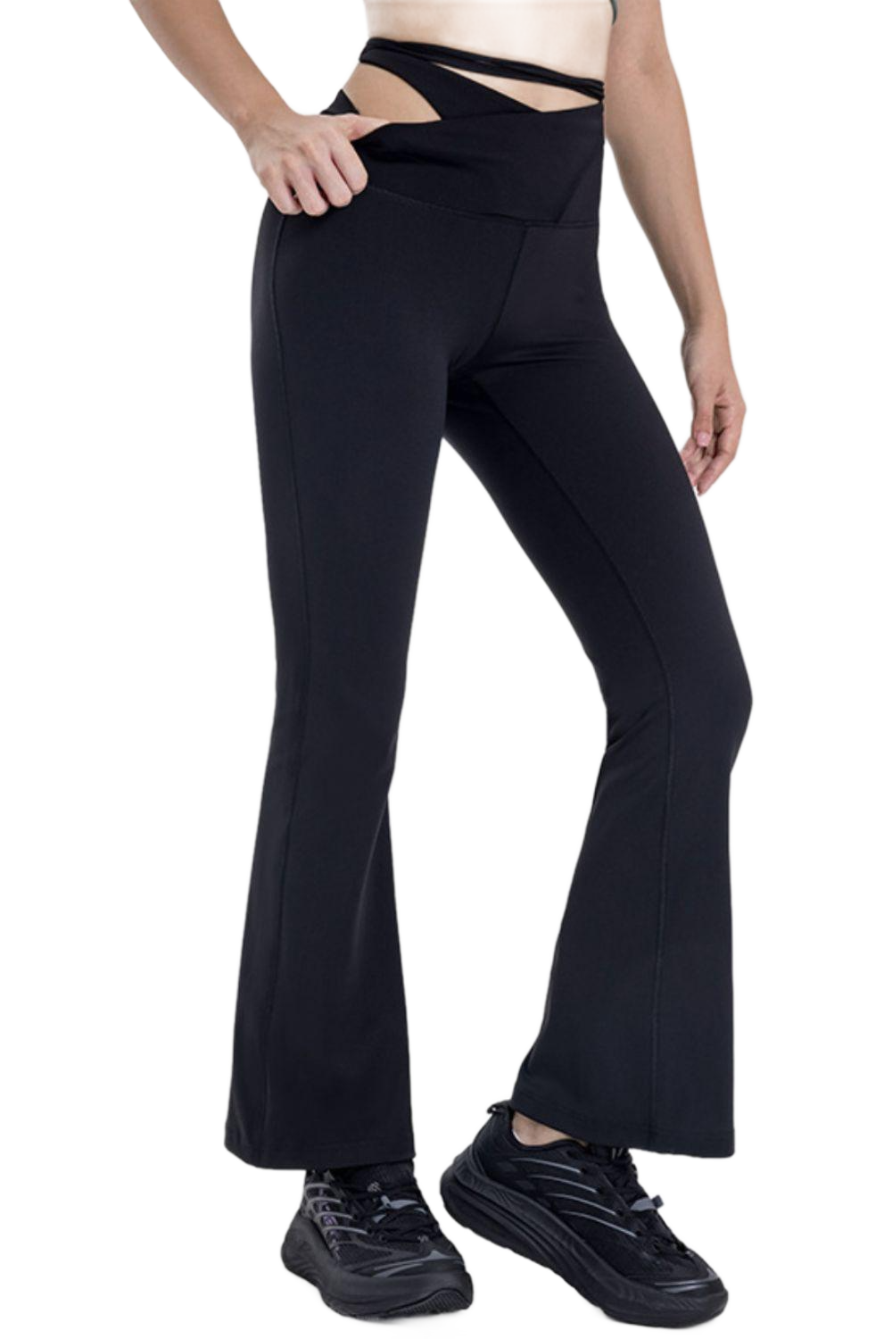 Tied Mid-Rise Waist Active Pants